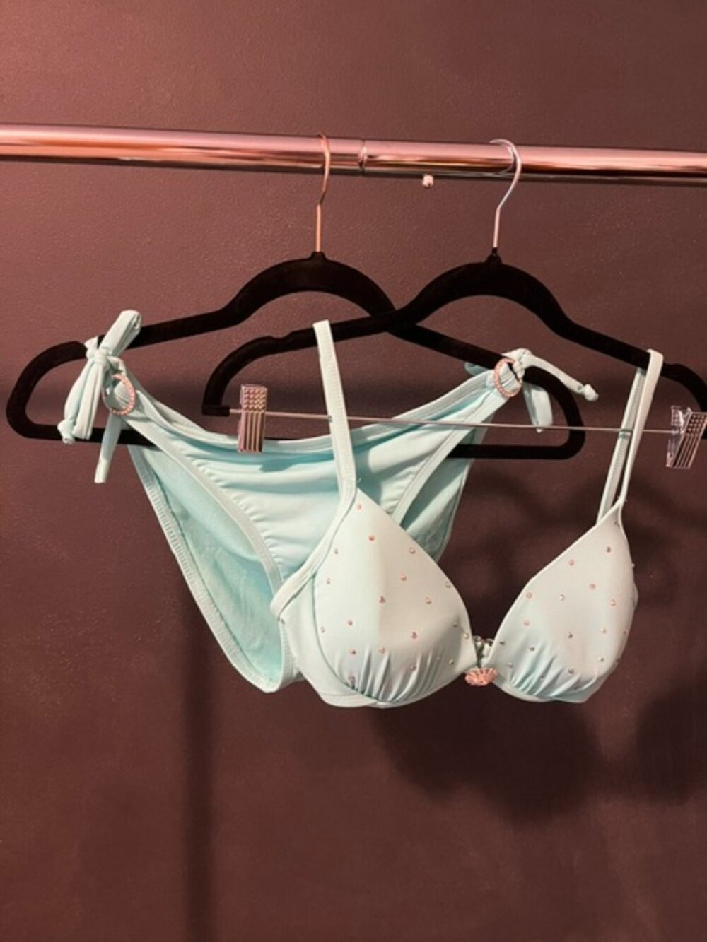 Swim Systems light turquoise AB rhinestone bikini